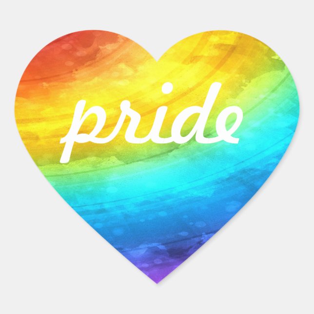 LGTBQA+ Rainbow Pride Heart Sticker (Front)