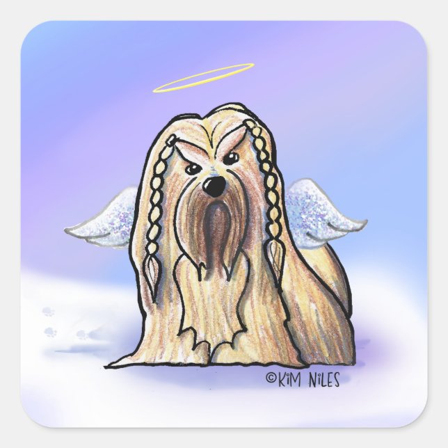 Lhasa Angel KiniArt Square Sticker (Front)