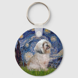 Lhasa Apso 10 - Starry Night Keychain