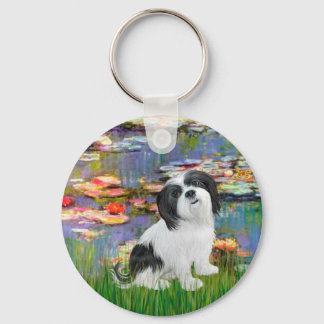 Lhasa Apso 2 - Lilies 2 Keychain