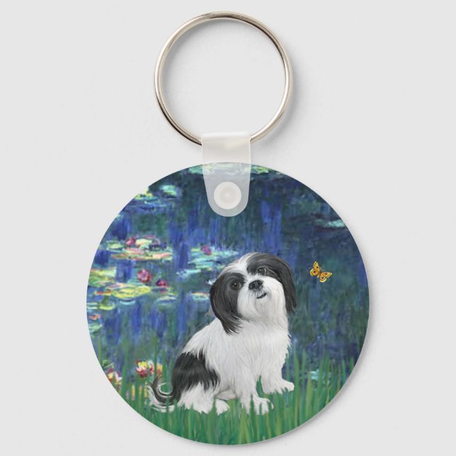 Lhasa Apso 2 - Lilies 5 Keychain (Front)