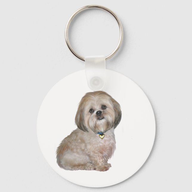 Lhasa Apso (A) - golden / cream Keychain (Front)