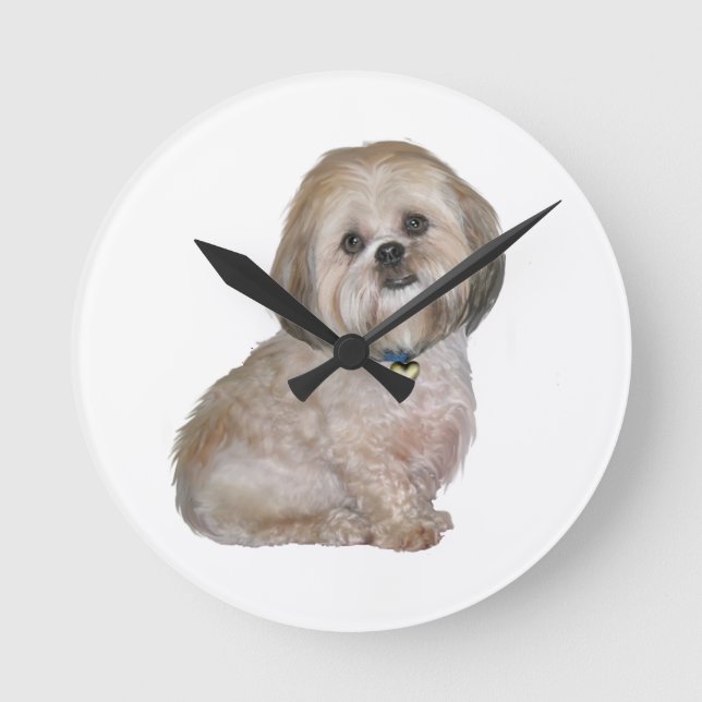 Lhasa Apso (A) - golden / cream Round Clock (Front)