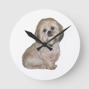 Lhasa Apso (A) - golden / cream Round Clock