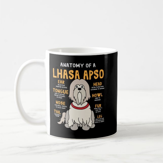 Lhasa Apso Anatomy Funny Dog Mom Dad Gift Sweatshi Coffee Mug (Left)