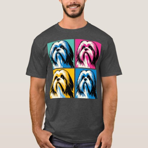 Lhasa Apso Art Dog Lovers T_Shirt