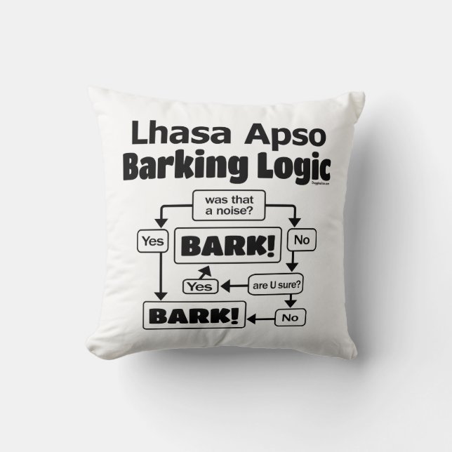 Lhasa Apso Barking Logic Throw Pillow (Front)