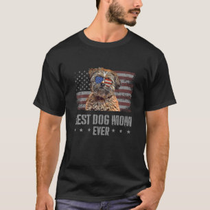 Lhasa Apso Best Dog Mom Ever Retro USA American Fl T-Shirt