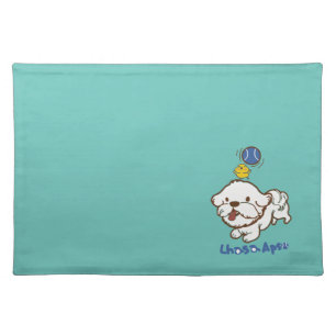 Lhasa apso bubu and little chicken guagua cloth placemat
