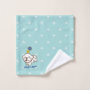 Lhasa apso bubu and little chicken guagua wash cloth