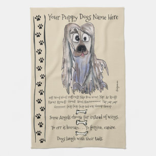 Lhasa Apso Cartoon Dog Quotes Kitchen Towel
