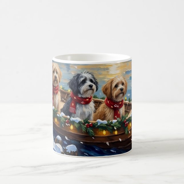 Lhasa Apso Christmas Boat Holiday Coffee Mug (Center)