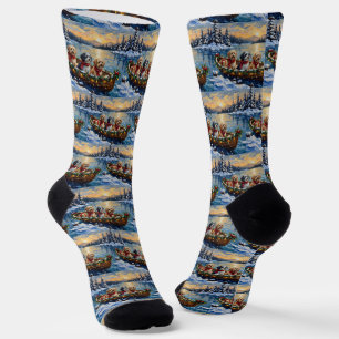 Lhasa Apso Christmas Boat Holiday Socks