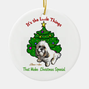 Lhasa Apso Christmas Ceramic Ornament