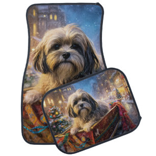 Lhasa Apso Christmas Festive Season  Car Floor Mat