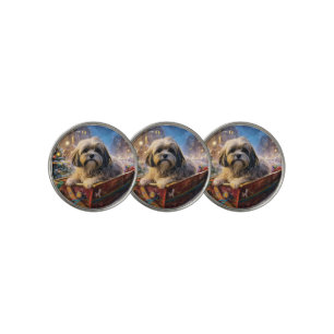 Lhasa Apso Christmas Festive Season Golf Ball Marker