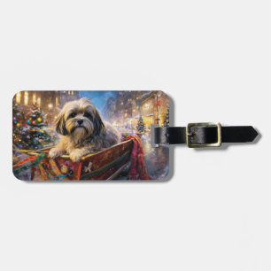 Lhasa Apso Christmas Festive Season  Luggage Tag
