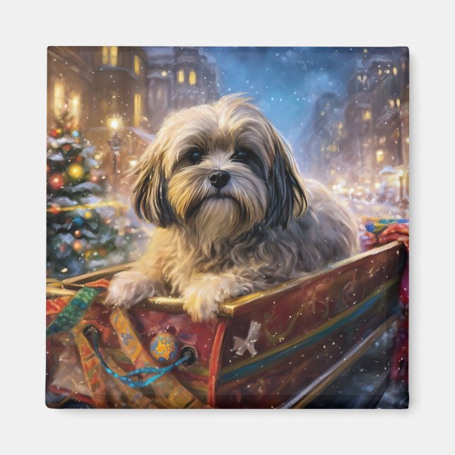 Lhasa Apso Christmas Festive Season  Magnet (Front)