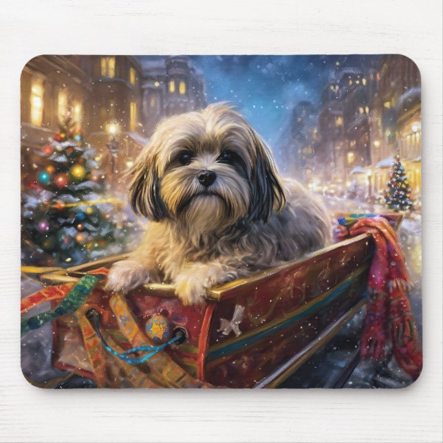Lhasa Apso Christmas Festive Season  Mouse Pad (Front)