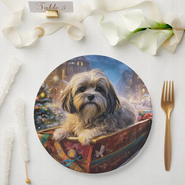 Lhasa Apso Christmas Festive Season  Paper Plates (Wedding)
