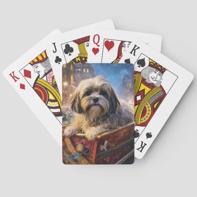 Lhasa Apso Christmas Festive Season  Poker Cards (Back)