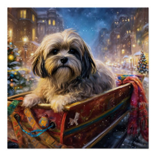 Lhasa Apso Christmas Festive Season Poster