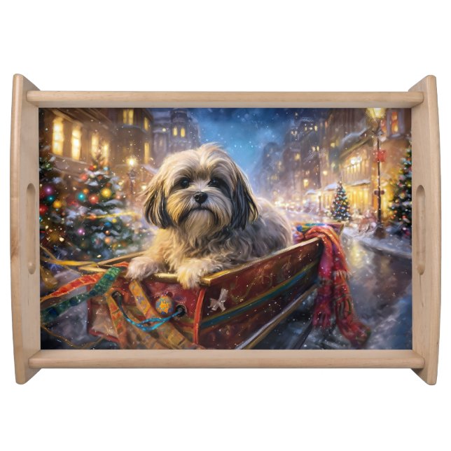 Lhasa Apso Christmas Festive Season  Serving Tray (Front)
