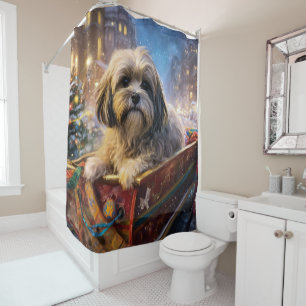 Lhasa Apso Christmas Festive Season  Shower Curtain