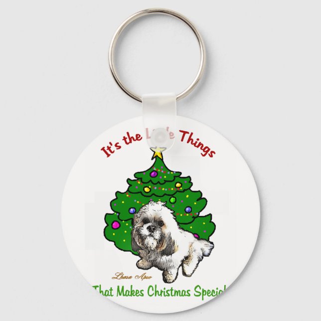 Lhasa Apso Christmas Gifts Keychain (Front)