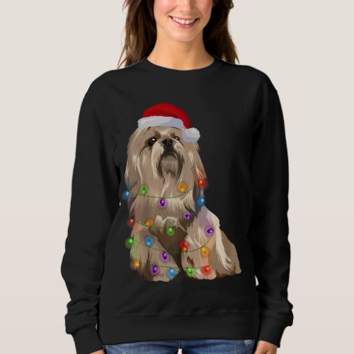 Lhasa Apso Christmas Lights Xmas Dog Lover Santa H Sweatshirt
