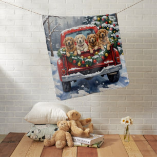 Lhasa Apso Christmas Red Truck Holiday Baby Blanket