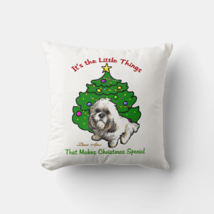 Lhasa Apso Christmas Throw Pillow