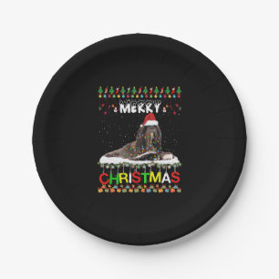 Lhasa Apso Christmas Tree Light Pajama Xmas Dog Paper Plates
