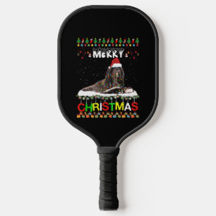 Lhasa Apso Christmas Tree Light Pajama Xmas Dog Pickleball Paddle