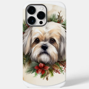 Lhasa Apso Christmas Wreath Festive Pup Case-Mate iPhone 14 Pro Max Case