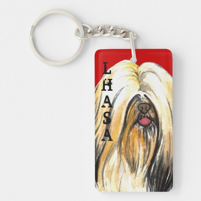 Lhasa Apso Color Block Keychain (Front)