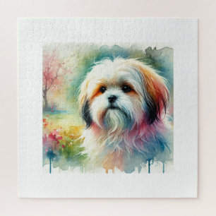 Lhasa Apso dog 300924AREF108 - Watercolor Jigsaw Puzzle