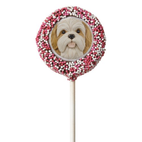 Lhasa Apso Dog 3D Inspired Chocolate Covered Oreo Pop