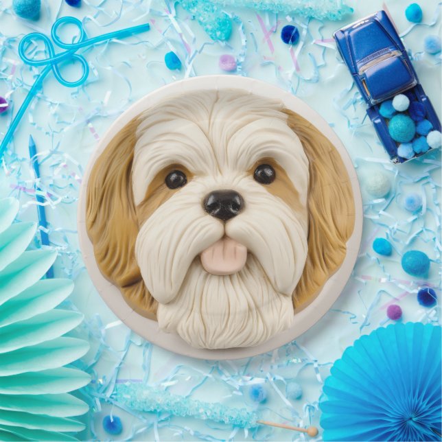 Lhasa Apso Dog 3D Inspired Paper Plates (Party)