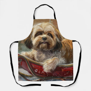 Lhasa Apso Dog Christmas Festive Apron