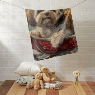 Lhasa Apso Dog Christmas Festive Baby Blanket