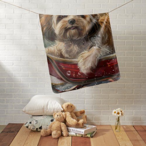 Lhasa Apso Dog Christmas Festive Baby Blanket