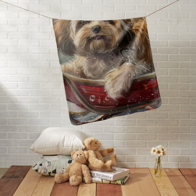 Lhasa Apso Dog Christmas Festive Baby Blanket (In Situ)