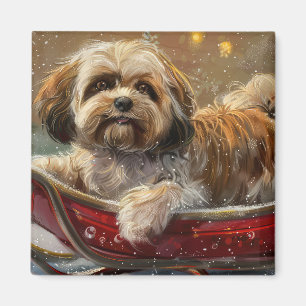 Lhasa Apso Dog Christmas Festive Magnet