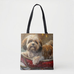 Lhasa Apso Dog Christmas Festive Tote Bag