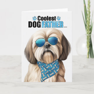 Lhasa Apso Dog Coolest Dad Ever Father's Day Holiday Card
