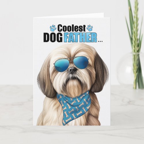 Lhasa Apso Dog Coolest Dad Ever Fathers Day Holiday Card