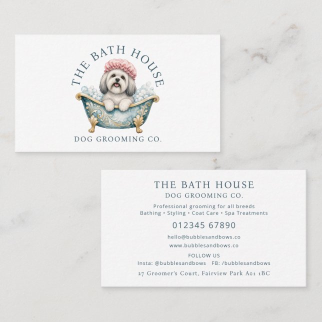 Lhasa Apso Dog Grooming Business Card (Front/Back)