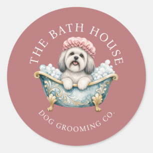Lhasa Apso Dog Grooming Sticker Sheets Dusky Pink