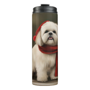 Lhasa Apso Dog in Snow Christmas Thermal Tumbler